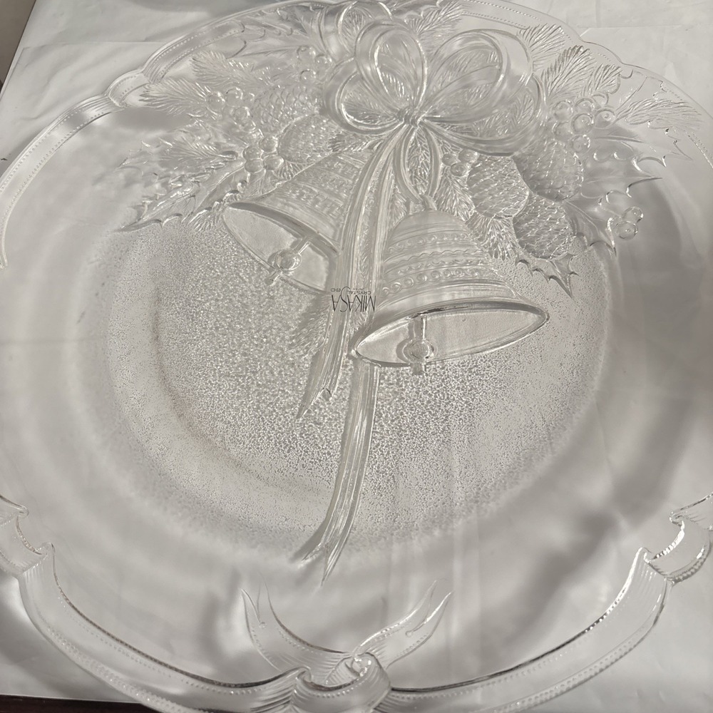 Vintage‎ Mikasa Crystal Holiday Bells Hostess Platter RC197/516 14 3/4"
